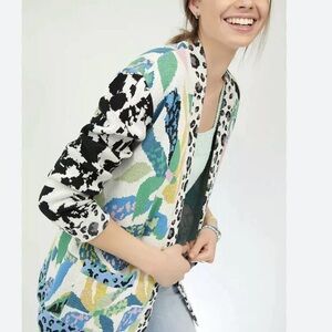 Anthropologie Savannah contrast leopard colorful cardigan